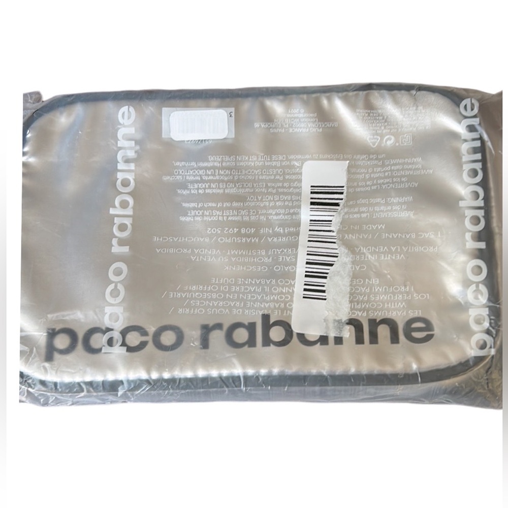 New Men’s Paco Rabanne Metallic Silver Fanny Pack With Adjustable Strap - Picture 5 of 6